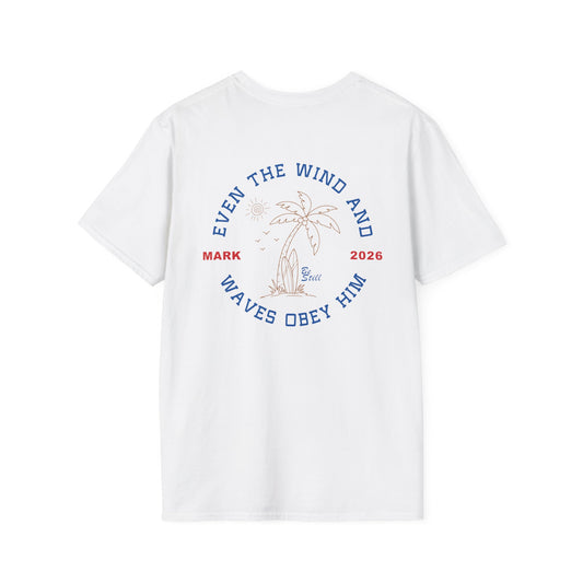 Custom Christian T-Shirt Even the Wind and Waves Obey Him | Personalized Faith Tee