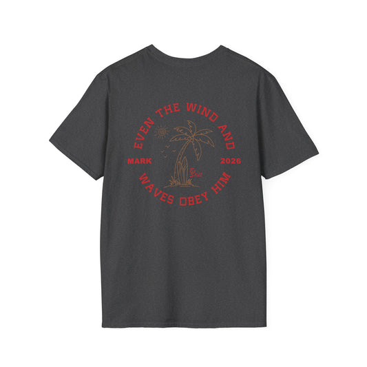 Custom Christian T-Shirt Even the Wind and Waves Obey Him | Personalized Faith Tee