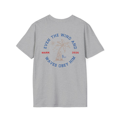 Custom Christian T-Shirt Even the Wind and Waves Obey Him | Personalized Faith Tee