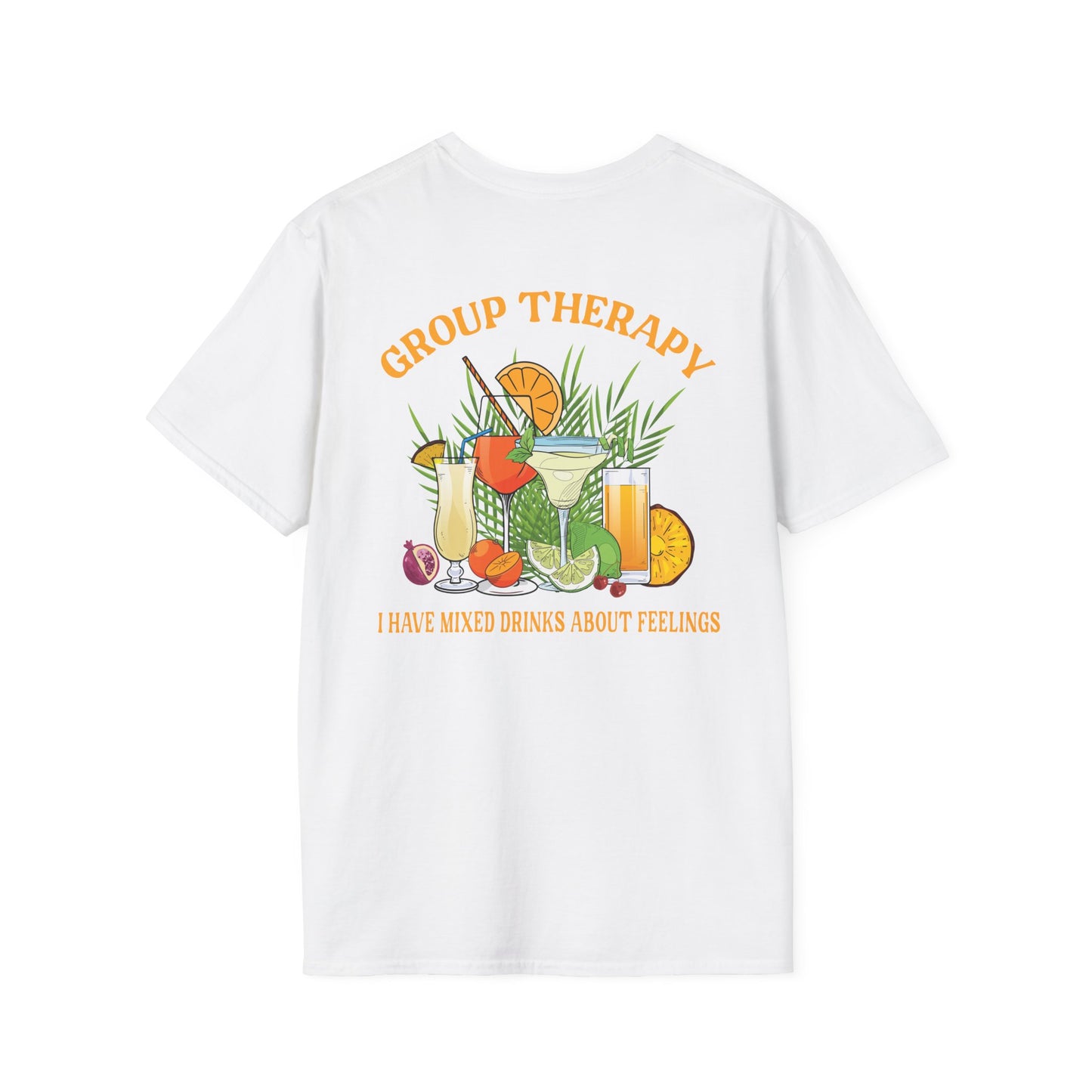 Group Therapy T-Shirt I Have Mixed Drinks About Feelings Cocktail Tee Funny Bar Shirt