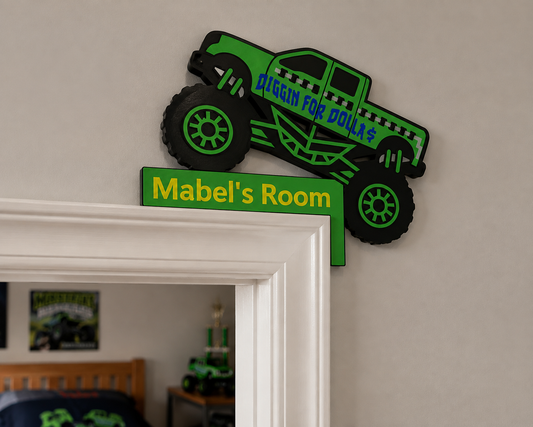 Personalized Monster Truck Door Frame Sign