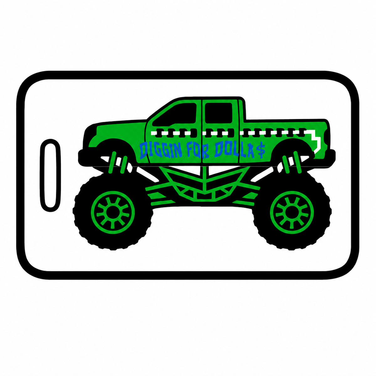 Personalized Monster Truck Luggage Tags - 2 Sided